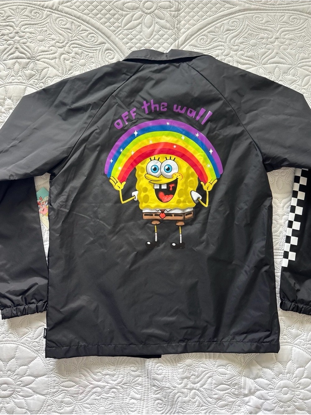 Vans Black & White Checkerboard SpongeBob Lined Coach Jacket